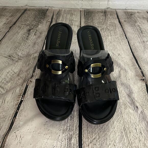 St. John's Bay Black Wedges, Size 8, NWT - Picture 2 of 7